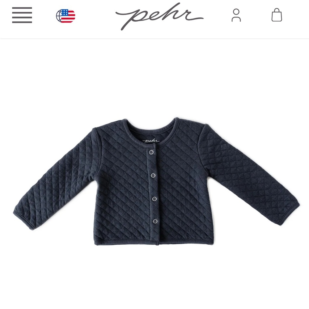 Pehr Cozy Snap Front Jacket Cardigan, 6-12 months, Fountain Blue